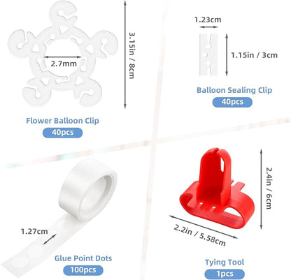 Balloon Arch Kit, 100 Glue Point Dots, 80 Flower Clips, 1 Tying Tool, Reusable - Image 3