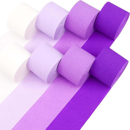 8 Purple Streamers with White, 656ft Pack of Crepe Paper Party Decorations | by CaptainD%C3%A9cor