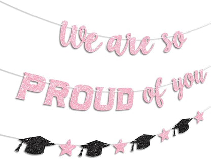 We Are So Proud of You Banner Prestrung Pink Graduation Banner Graduation - Image 2