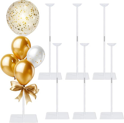 6 Pack 24 Inch Reusable Acrylic Balloon Stand Kit-Heavy Duty, Adjustable Height by TOCEMEI