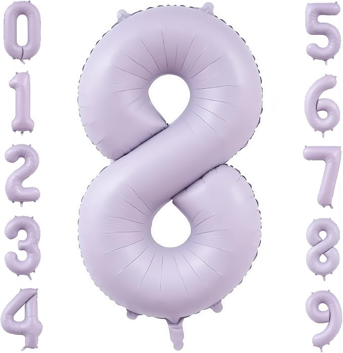 Pastel Purple 8 Number Balloons, 40 Inch Light Purple 8 Balloons Large Helium by BBPOOL