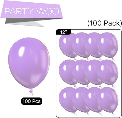 PartyWoo Lavender Balloons 100pcs Light Pastel Purple Lilac Purple Color | 12 - Image 5