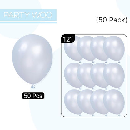 PartyWoo Pearl Light Blue Balloons 50pcs Baby Pastel Blue Color | 12 Inch - Image 6