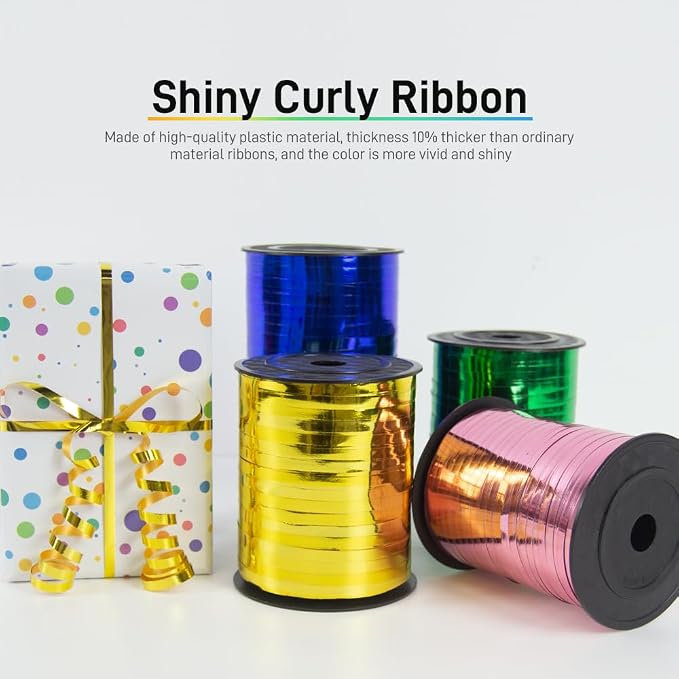 500 Yards Metallic Shiny Curling Ribbon Silver, 1/5" Silver Balloon Ribbons - Image 6