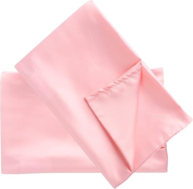 uxcell 2 Pack Silk Satin Pillowcase for Hair and Skin, Cool, Silky, Soft Breathable Pillow Cases Travel Size 14x20 Inch Sateen Pillowcase Pink with Envelope Closure
