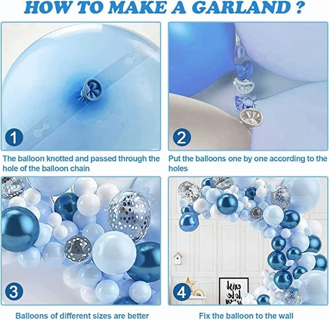 Blue and White Balloons Garland Arch Kit - Image 4