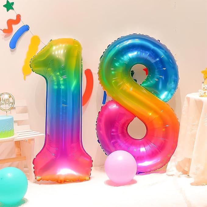 Rainbow Number 6 Balloon 40 Inch Rainbow 6 Balloon Giant Helium Foil Number 0 - Image 5