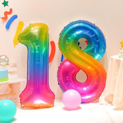 Rainbow Number 6 Balloon 40 Inch Rainbow 6 Balloon Giant Helium Foil Number 0 - Image 5