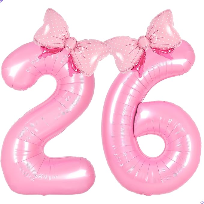 Pink Bow Birthday Decorations 26 62 Balloon Numbers by Unknown