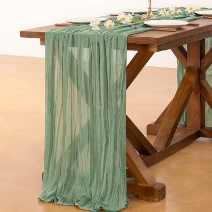 Cheesecloth Table Runner Summer Boho Wedding Birthday Party Home Decor | Sage - Image 4