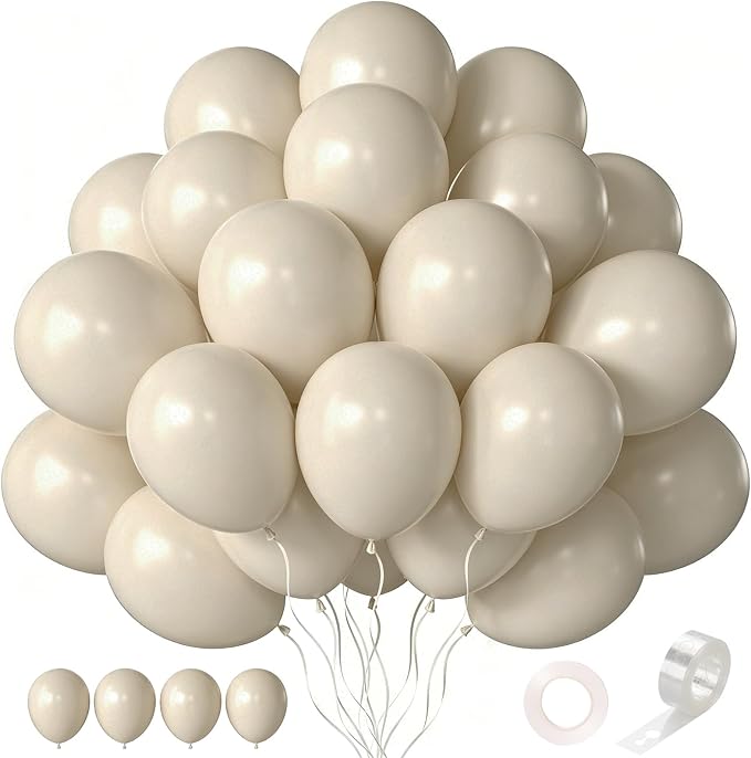 White Sand Balloons 55 Pcs 12 Inch Sand White Neutral Latex Balloons Arch Kit by Searchbyoccasioncolorsize