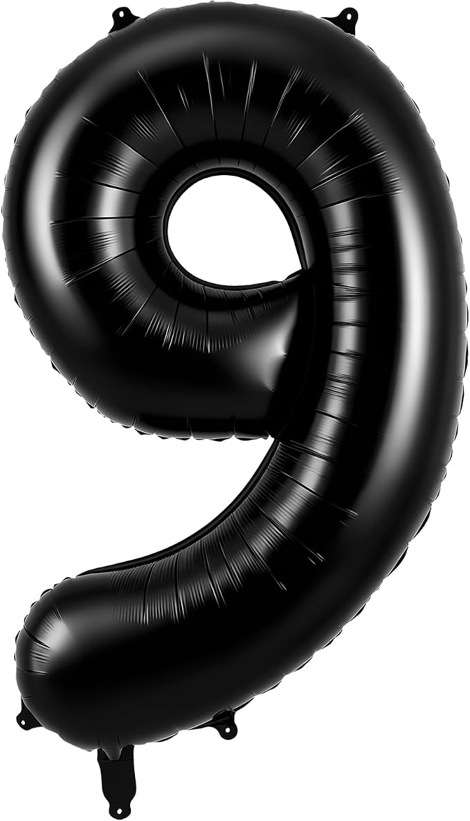 Black Number 9 Balloons 40 Inch Large Foil Balloons, Giant Number Balloon by TOTAFAM