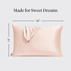 Kitsch Satin Pillowcase with Zipper for Hair & Skin, Softer Than Silk Pillow Cases Queen, Smooth Pillow Covers, Machine Washable, Wrinkle-Free, Cooling Satin Pillow Cases Standard Size 19"x26" (Blush)