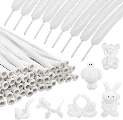 100Pcs 260 Balloons White Long Balloons by KUULBELAballoons
