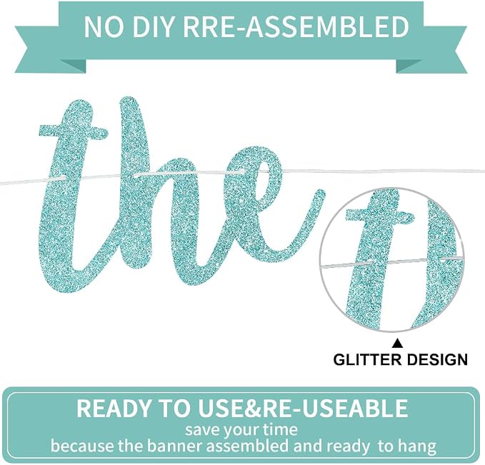 BEISHIDA Light Blue Pre-Strung The Beginning of A New Chapter Banner | Glitter - Image 3
