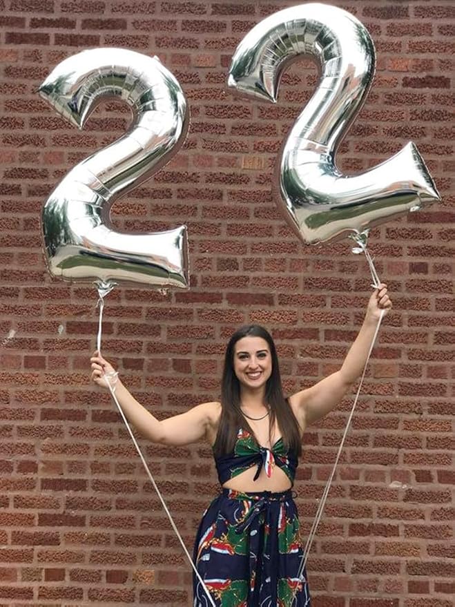 2 Balloon Numbers Birthday Decorations, 40In Silver Balloons - Image 3