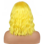BERON 14 Inches Yellow Wig Wig for Women Girls Short Curly Yellow Wigs with Bangs Hairnet Include