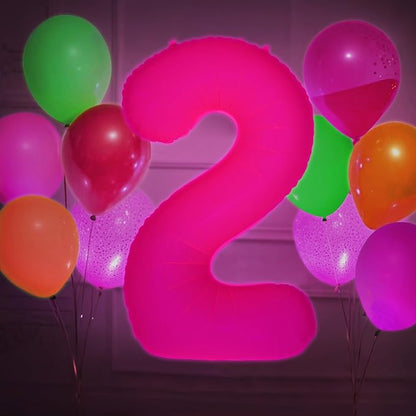 Mega-L Glow in The Dark Party Supplies, 40 Inch Fuchsia Number 8 Balloon | Glow - Image 9
