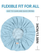 Years calm Reusable Waterproof Shower Caps for Women, Hair Caps for Showers, Double-Layer Elastic Design, for All Hairstyles, Travel-Friendly (Sky Blue)