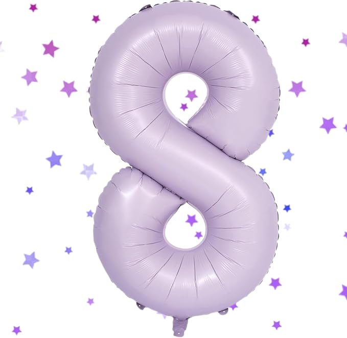 40 Inch Purple Number Balloons Light Purple 8 Balloon Matte purple Birthday by Yeodong