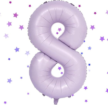 40 Inch Purple Number Balloons Light Purple 8 Balloon Matte purple Birthday by Yeodong