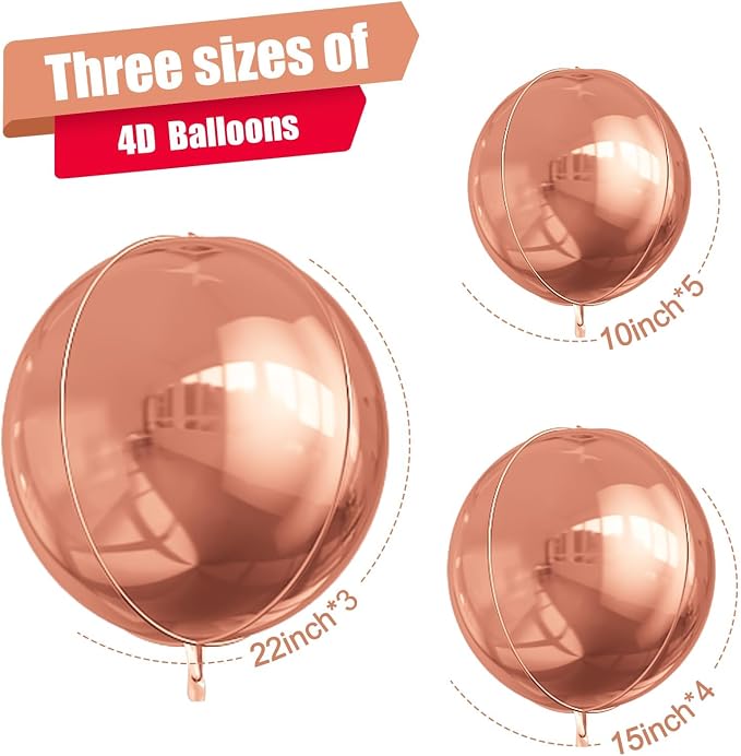 12Pcs Rose Gold Round Foil Balloons, Metallic Rose Foil Balloon - Image 2