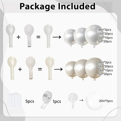 Pearl White Beige Balloons Arch Kit, Double Stuffed, Party Decor. | White - Image 2