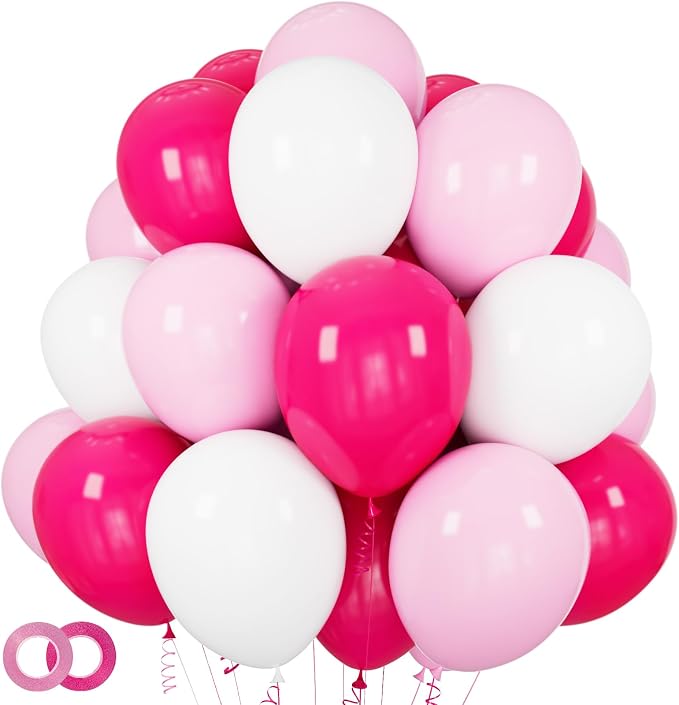 Pink White Balloons 100pcs 12 inch Hot Pink Pastel Pink White Balloons by ASIYUHY