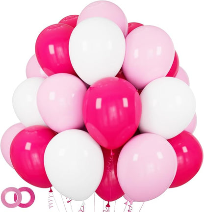 Pink White Balloons 100pcs 12 inch Hot Pink Pastel Pink White Balloons by ASIYUHY