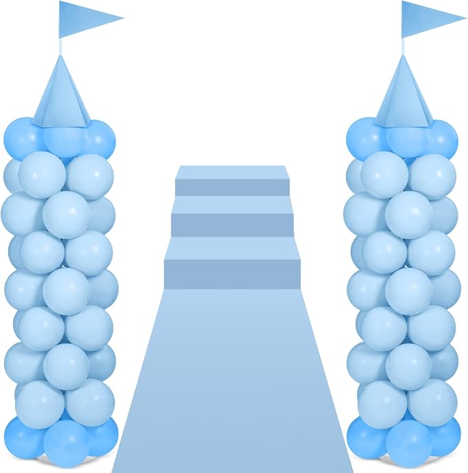 2 Sets Adjustable Blue Princess Castle Balloon Column Stand Kit Includes 140 by Charnoel