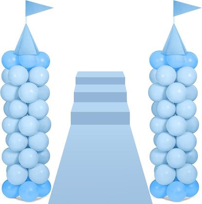 2 Sets Adjustable Blue Princess Castle Balloon Column Stand Kit Includes 140 by Charnoel