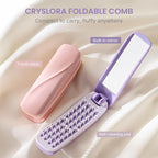 4 Pcs Foldable Travel Hair Brush, Compact and Lightweight with Mirror, Self-Cleaning Design, Mini Hair Detangle Comb with Soft Bristles, Small Pocket Brush for Purse