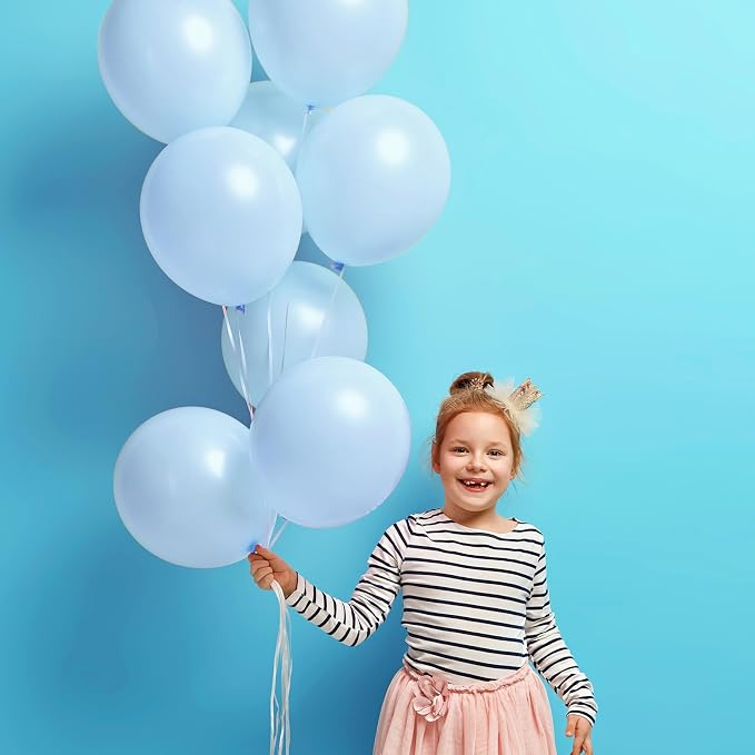 RUBFAC Blue Balloons 129pcs, Pastel Light Blue Balloon Different Sizes 18 12 10 - Image 7