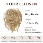 SARLA Messy Hair Bun Hair Pieces Curly Synthetic Updo Fake Scrunchies Ponytail Extension for Women Dirty Blonde 1PCS