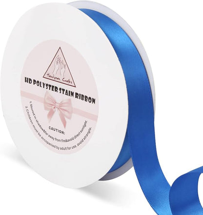 Blue Satin Ribbon for Gift Warping, 1inch 50 Yards Solid Polyester Fabric by HandymanCrafts