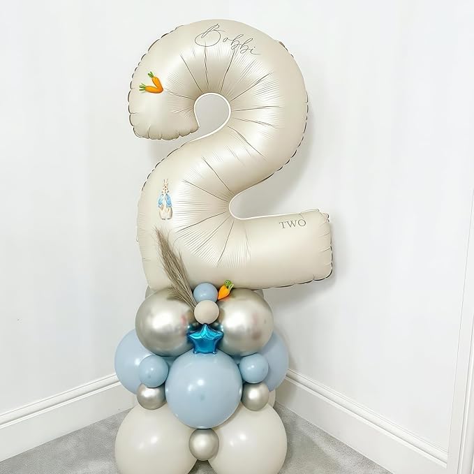 Cream Number 2 Balloons, 40 Inch 2 Balloons Giant Helium Foil Mylar Beige 2 - Image 7