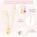 4Pcs Toddler Comb Set, Small Cute Fine Tooth Comb & Rat Tail Comb for Kids Styling, Mini Hair Combs Plastic Parting Combs, Anti-Static Hairdressing Combb for Baby Girl Wet Dry Hair (Pink Yellow)