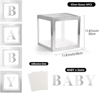 Voircoloria Baby Boxes with Letters, 4 Transparent Balloon Boxes | - Image 2