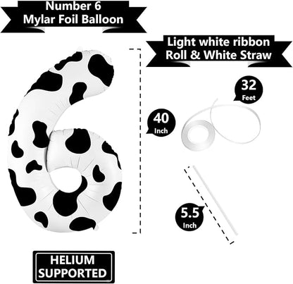 SINBEE Cow Print 40 inch Balloon, Number 6, - Image 3