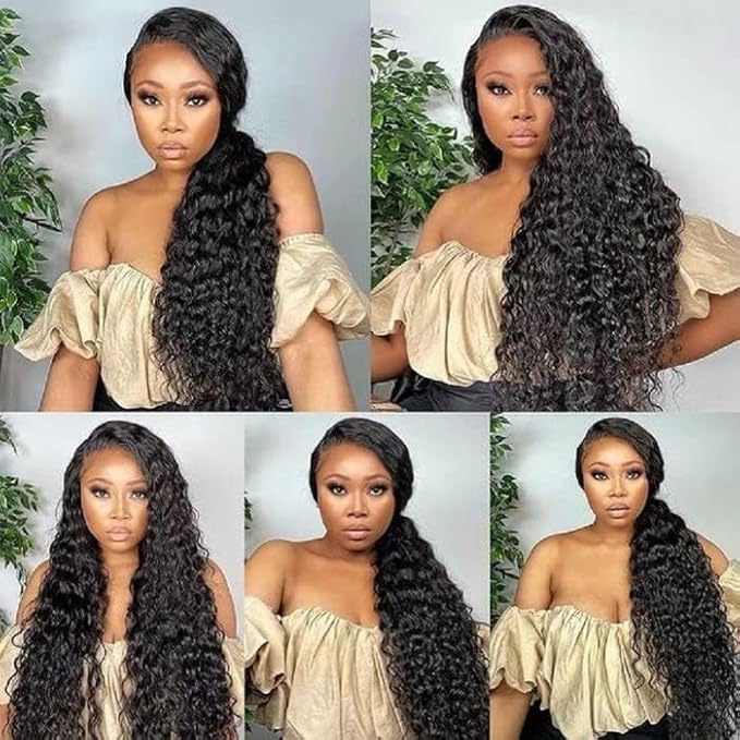 250% Density Deep Wave Human Hair Wig 13x6 Mongolian Lace Front Deep Curly Lace Front Wigs Human Hair Pre Plucked Deep Wave Frontal wig For Black Women Full And Thick (30 Inch, 13x6 Wig)