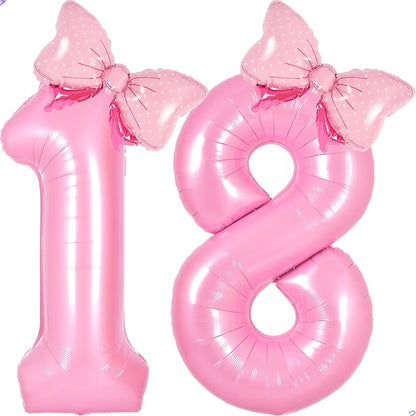 Pink 18 Balloon Numbers Pink Birthday Decorations by Unknown