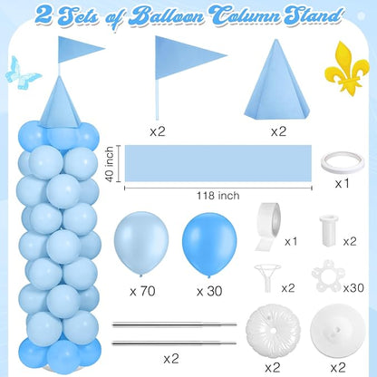 2 Sets Adjustable Blue Princess Castle Balloon Column Stand Kit Includes 140 - Image 2
