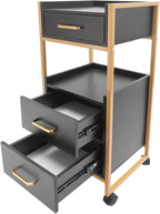 Salon Trolley with Wheels, 3 Drawers Salon Cart with Hair Dryer Holder Utility Salons Cabinet for Tools Storage at Barbershop Beauty Salons Tattoo Shop (Black)
