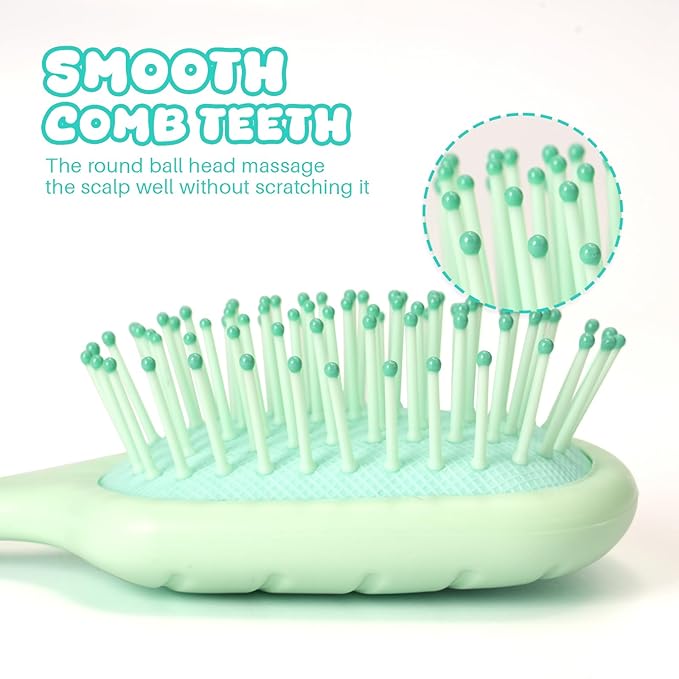 Mini Hair Bursh for Women Men and Kids, Protable Travel Size Hair Brush for Pockets Purses, Mini Detangler Brushes for All Hair Types, Small Paddle Brush for Detangling(Green)