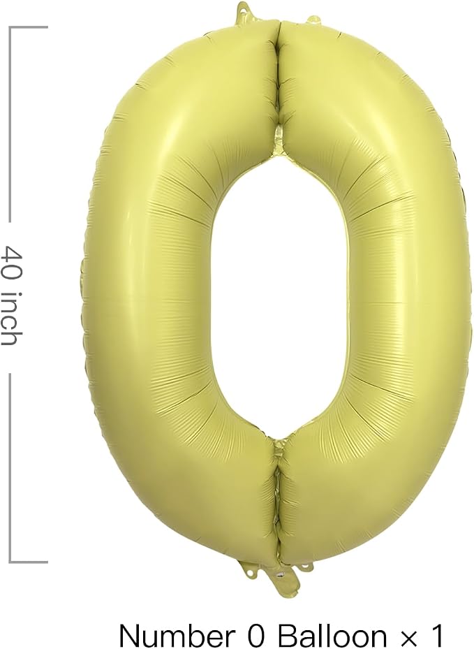 Pastel Yellow Number 0 Balloon 40 Inch Light Yellow Foil Number Balloons - Image 2