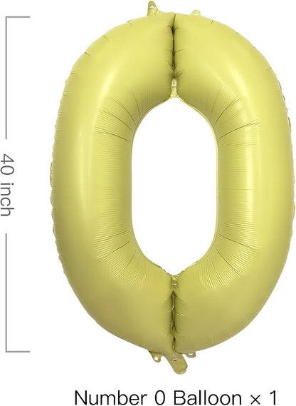 Pastel Yellow Number 0 Balloon 40 Inch Light Yellow Foil Number Balloons - Image 2