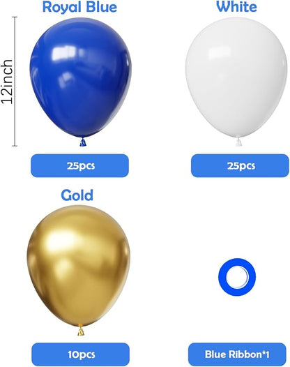 Blue and Gold Balloons, 12 Inch Blue and White Balloons - Image 2