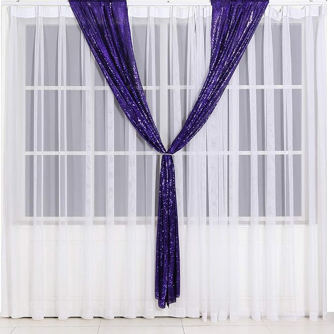 Eternal Beauty Purple 3mm Sequin Backdrop 2x8 Ft 2 Pack Wedding | Dense Sparkle - Image 3