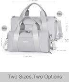 Compact Sports Gym Bag for Women and Men, Cute Mini Duffle Bag with Wet Pocket & Shoes Compartment, Personal Item Travel Workout Bag, 16"-Small, Grey