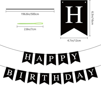 Hooqict Black Happy Birthday Banner Sign - Image 7